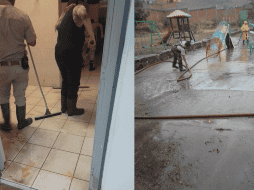 Un jardín de niños sufrió el ingreso de agua y lodo debido a la lluvia que cayó este lunes en Tlaquepaque. ESPECIAL