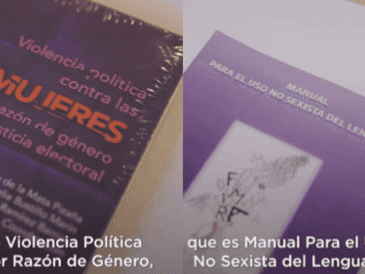 La senadora hizo llegar al Palacio Nacional el libro “Violencia Política contra la Mujeres por Razón de Género en la Justicia Electoral" y el "Manual para el Uso no Sexista del Lenguaje". ESPECIAL/X/@XochitlGalvez.