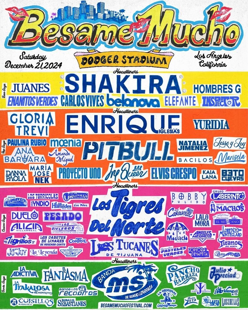 El cartel con todas las celebridades que participarán en el festival fue compartido este martes. Bésame Mucho/ https://www.besamemuchofestival.com/ 